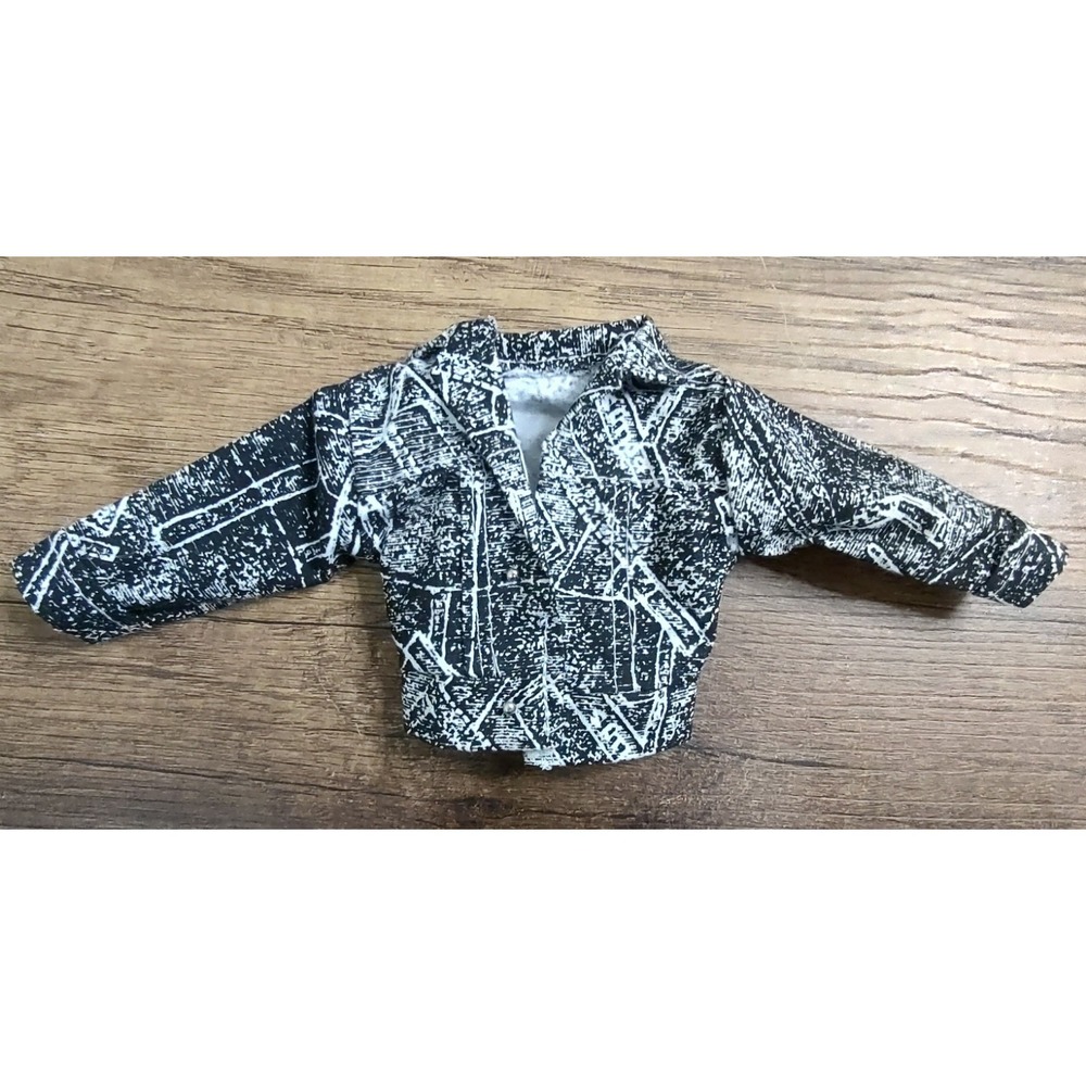 Ken Barbie Jacket Black White Acid Washed Vintage Z22